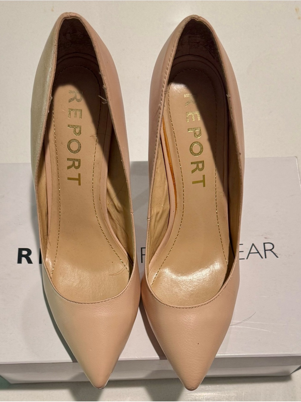 Report Blush Pink Pointed-Toe Leather Pumps